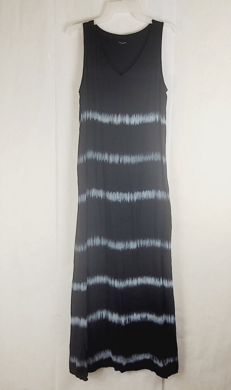 Max Jeans black tie dye striped maxi dress Size XS Boho Retro Grunge